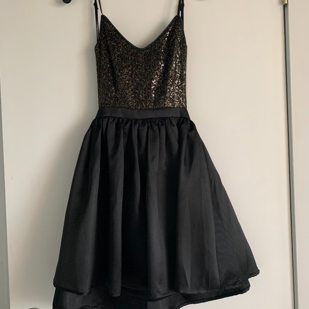 Black Sparkly Backless Mini Dress